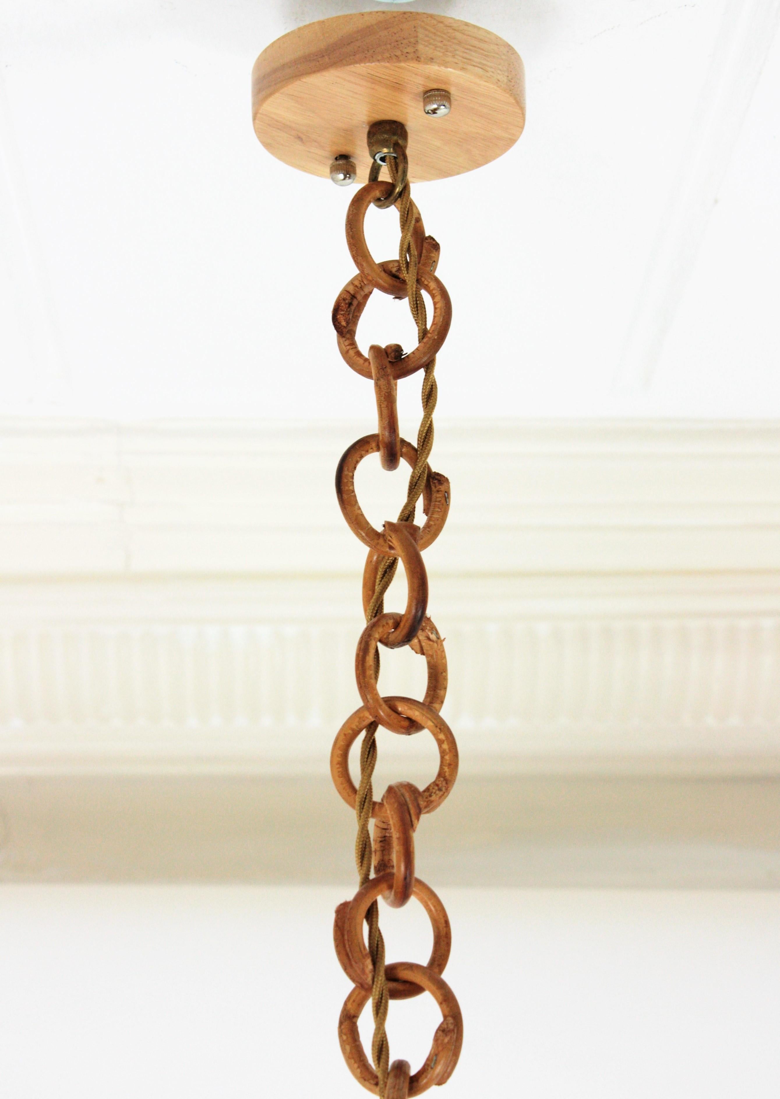 Italian Modernist Wicker Wire and Rattan Globe Pendant / Hanging Light, 1950s 9