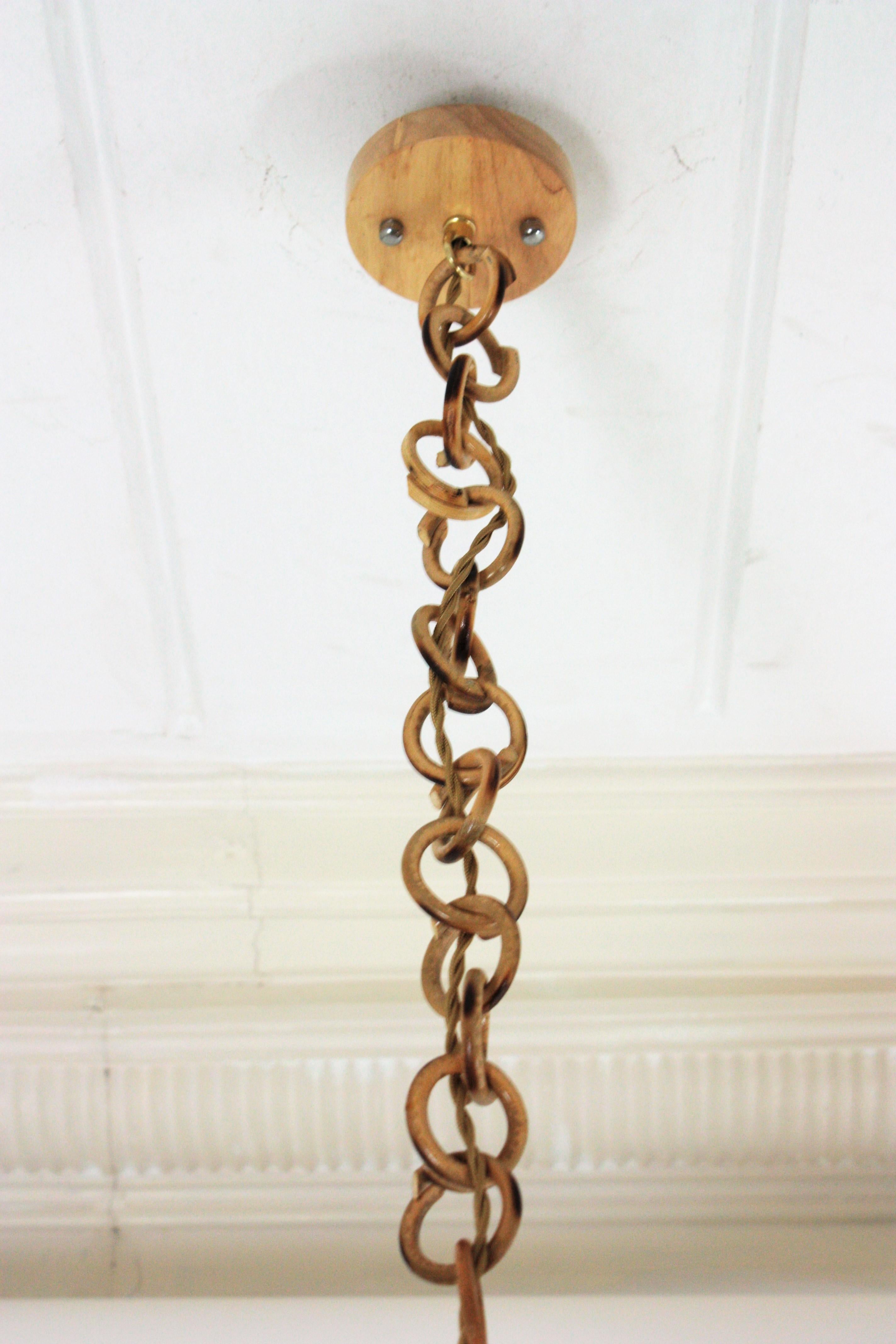 Italian Modernist Wicker Wire Rattan Globe Pendant Hanging Light For Sale 6