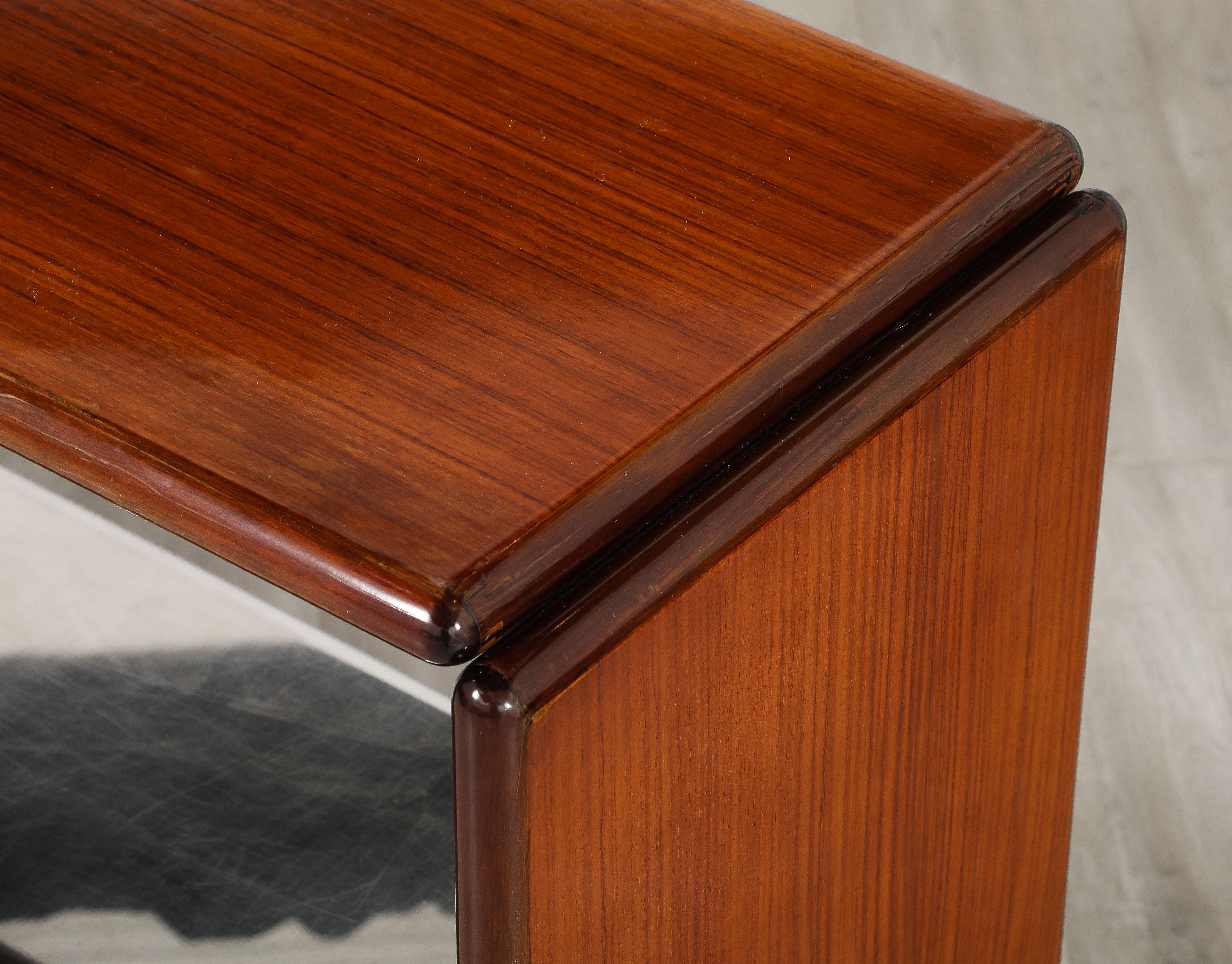Table console moderniste italienne en bois et chrome, Italie, vers 1960 en vente 6