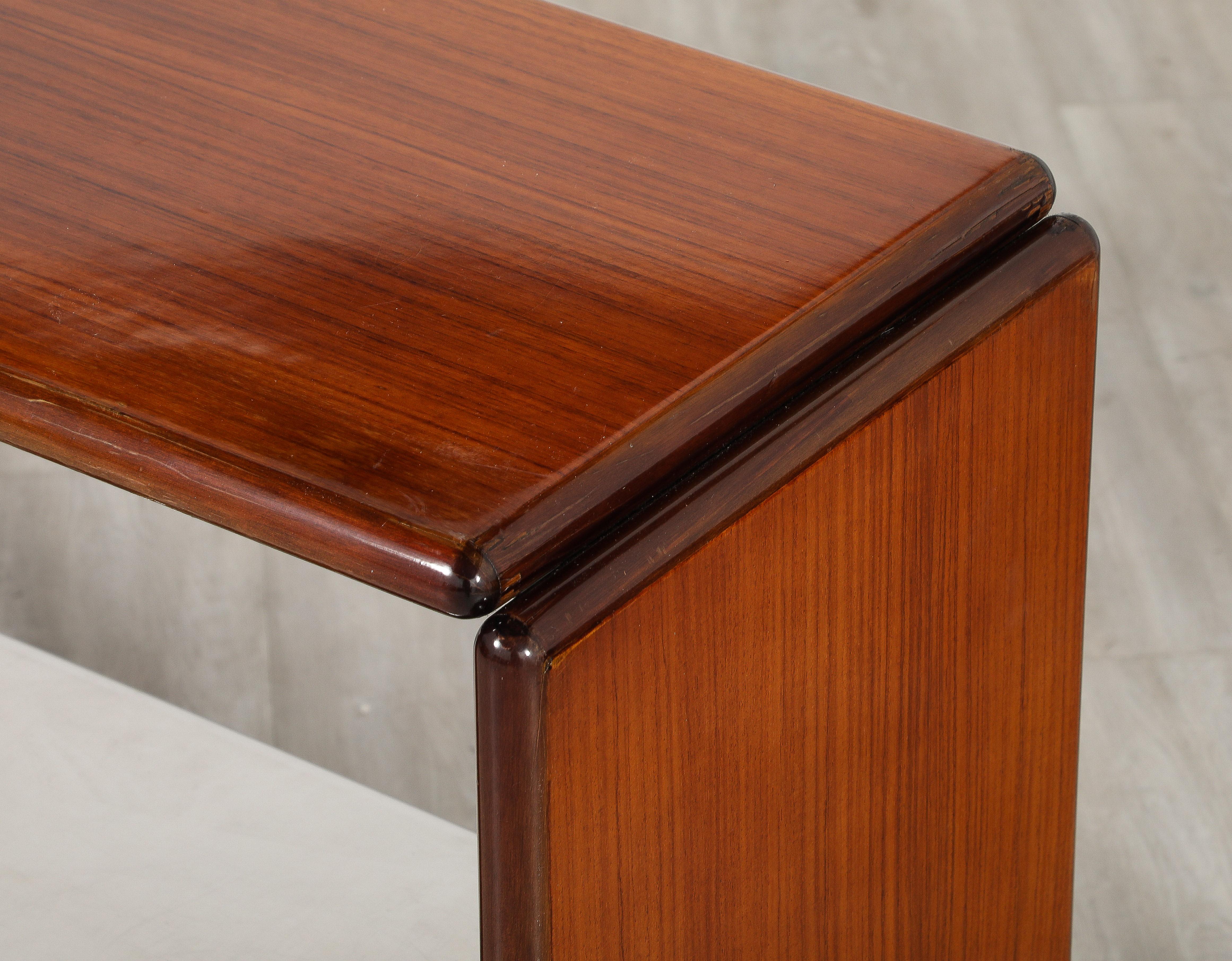 Table console moderniste italienne en bois et chrome, Italie, vers 1960 en vente 7
