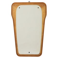 Italienischer Spiegel im Stil der Moderne aus Holz und Glas, um 1960