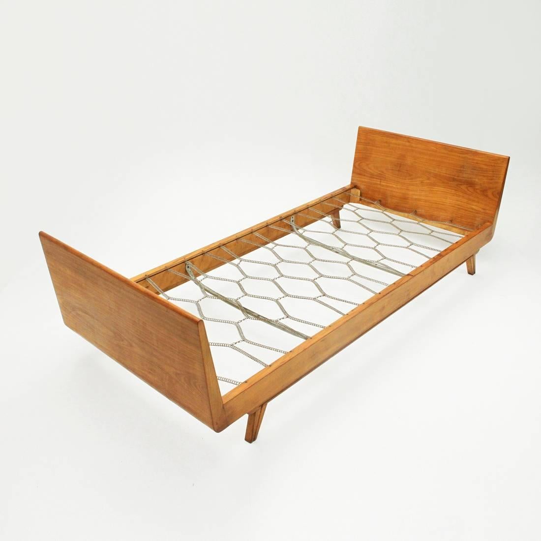Mid-Century Modern Italian Modernist Wooden Bed, 1950s