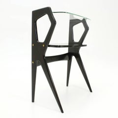 Italian Modernist Wooden Console with Glass Top, 1950s