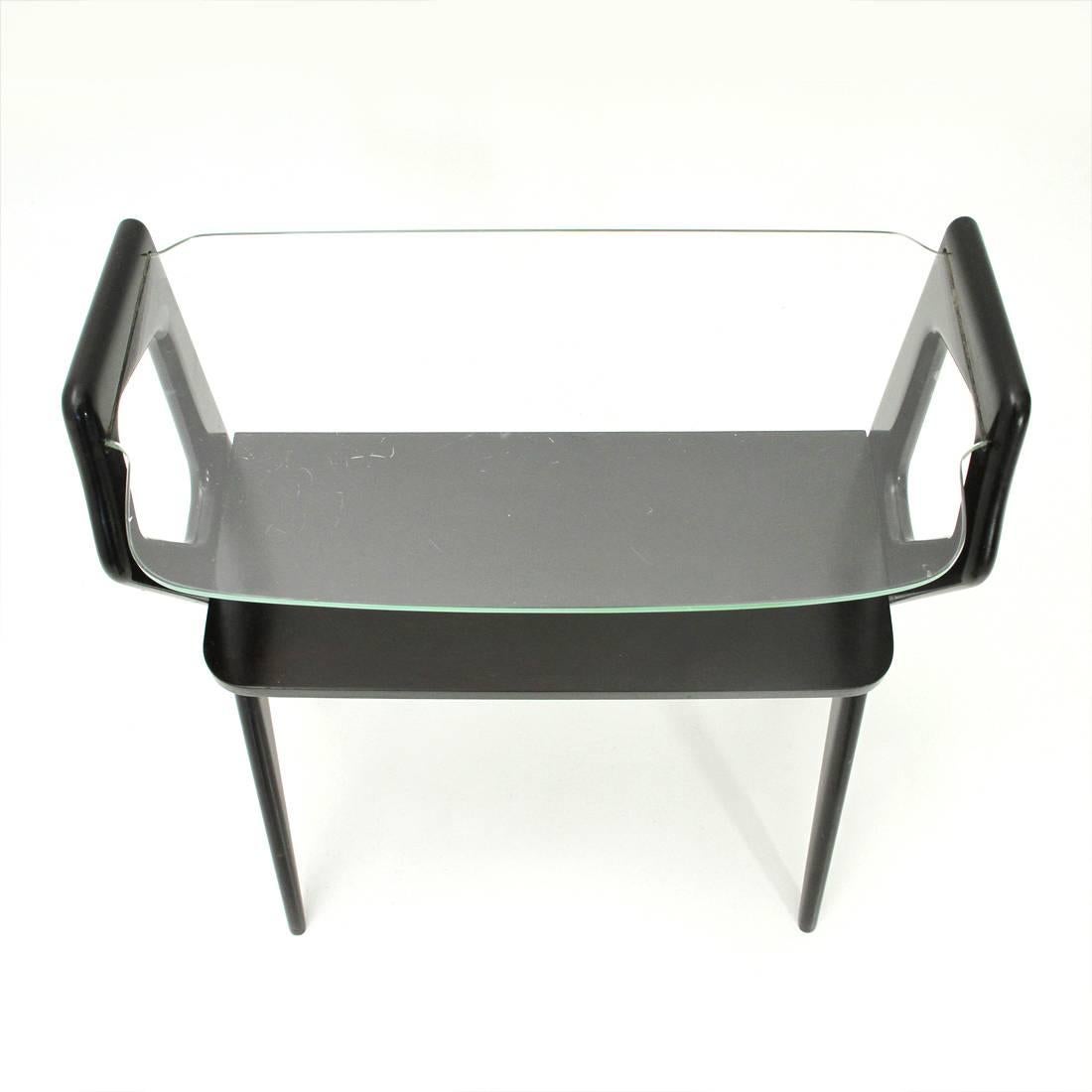 Italian Modernist Wooden Console with Glass Top, 1950s 1