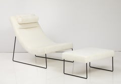 Italian Modernist Wrought Iron Chaise and Ottoman, Italy, circa 1960
