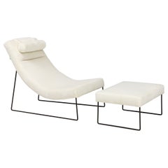 Italian Modernist Wrought Iron Chaise and Ottoman, Italy, circa 1960