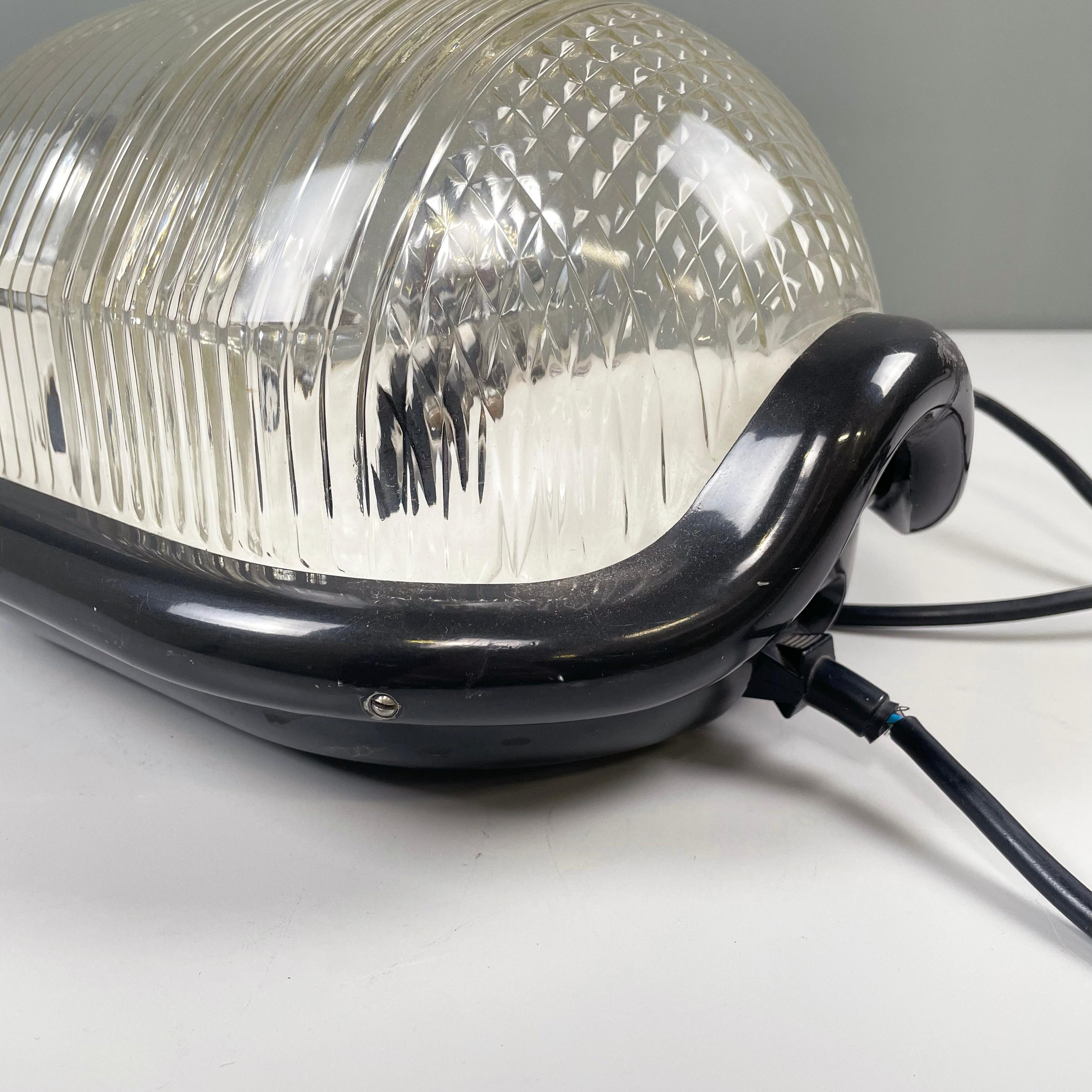 Pewter Italian modernT Black aluminum table lamp Noce by Castiglioni for Flos, 1970s