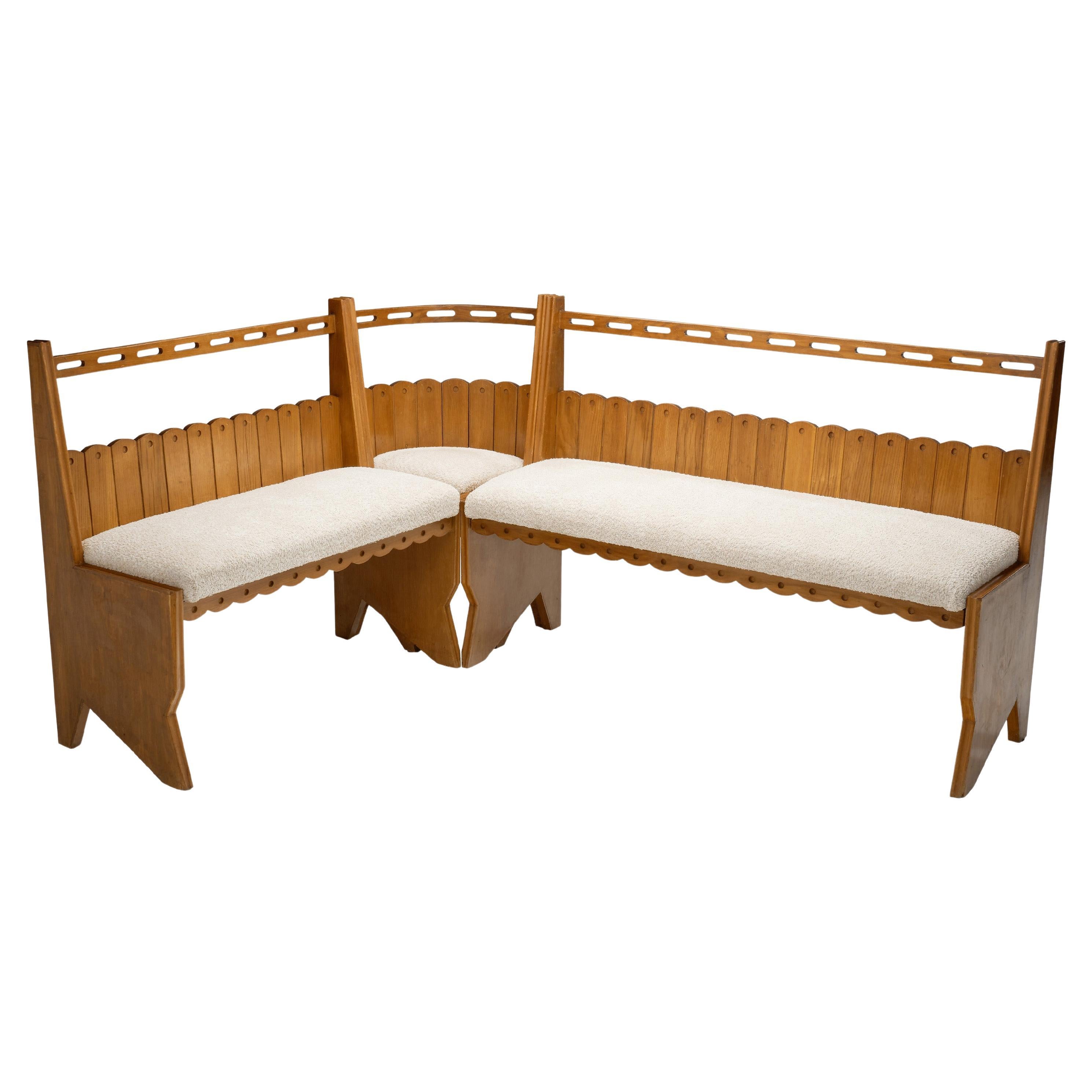 Italian Modular Bench with Upholstered Seats, Italy ca 1950s