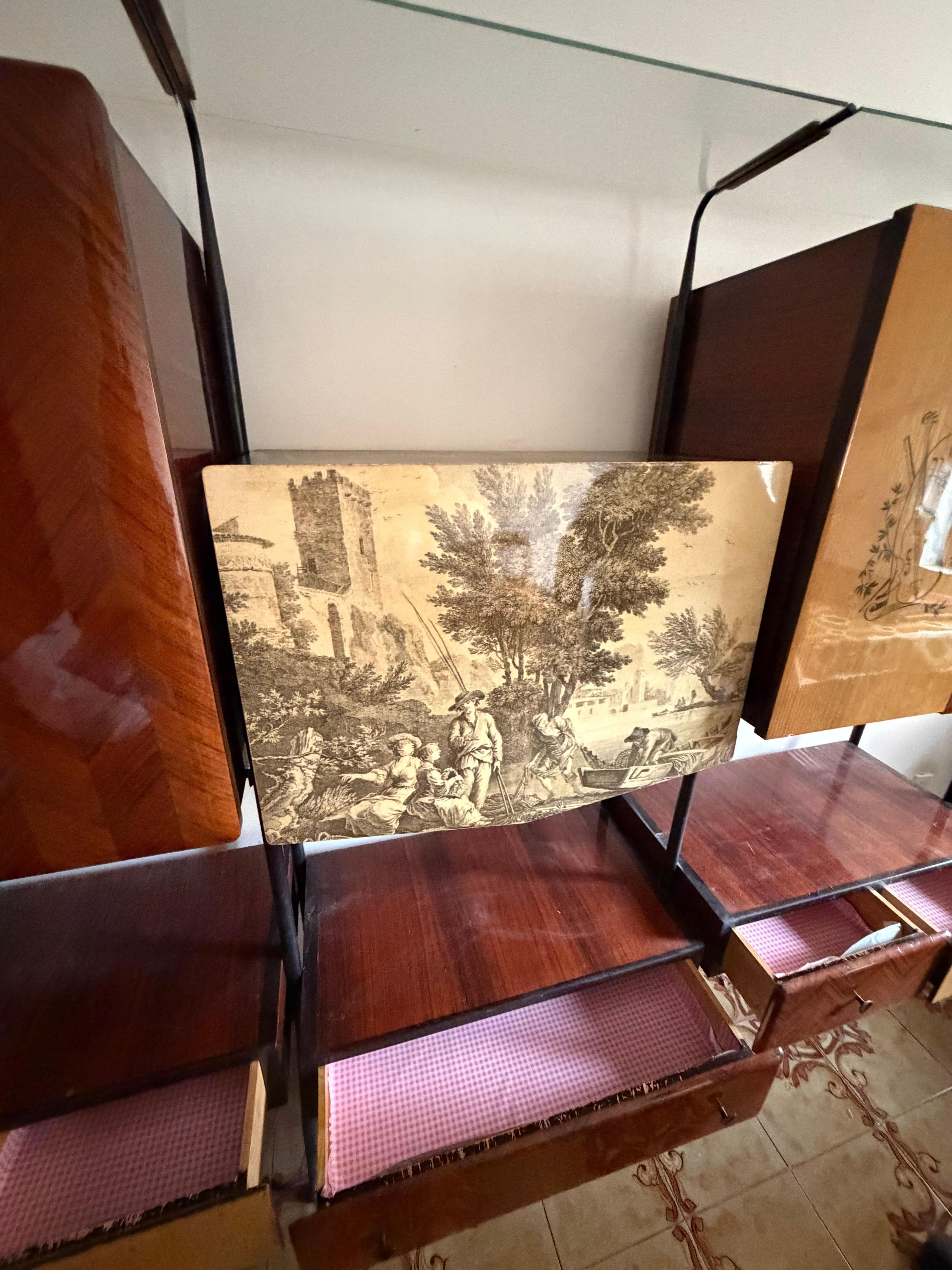 Italian modular Cabinet attributed to Silvio Cavatorta, 1950s For Sale 3