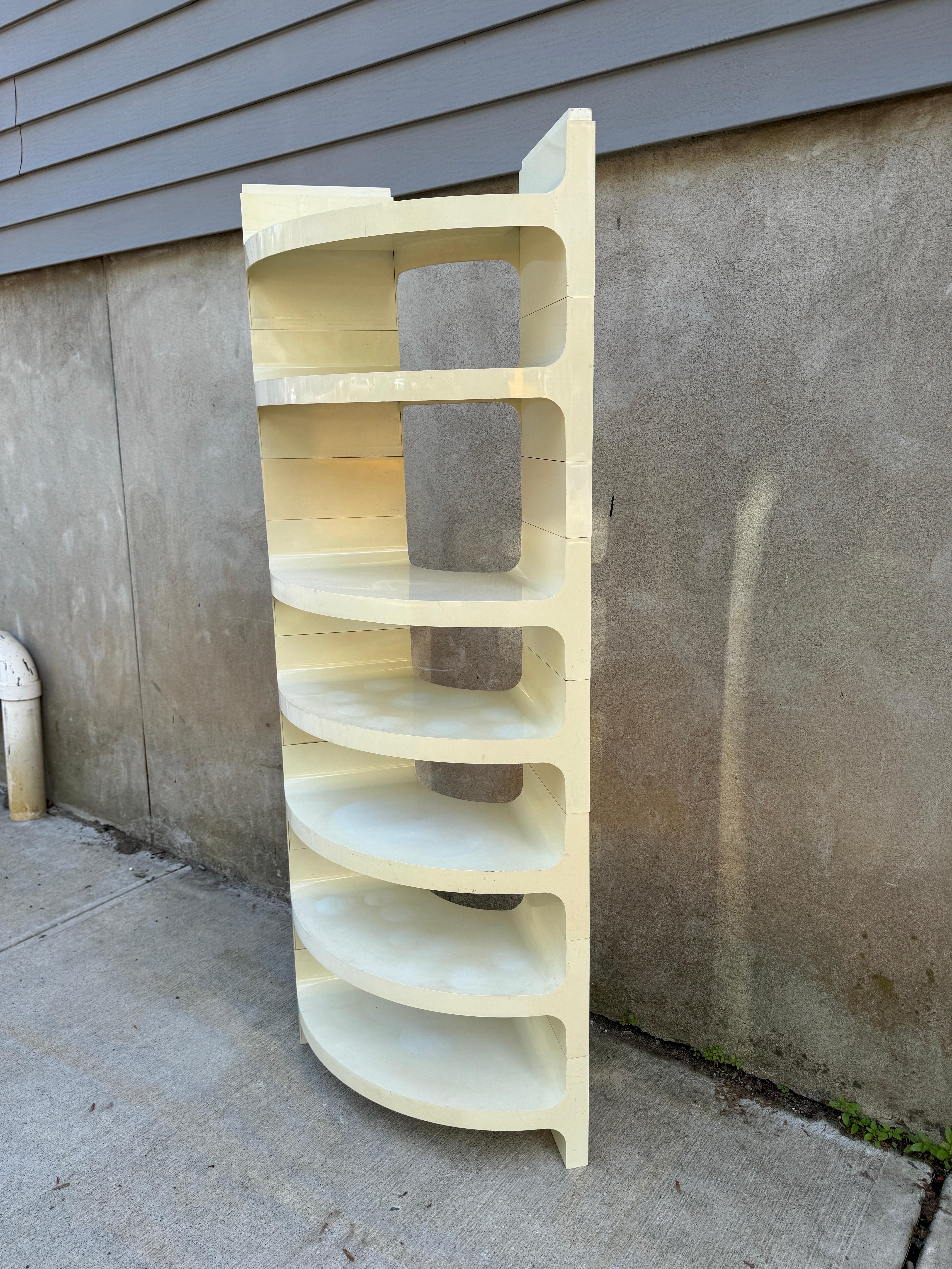 Molded Italian Modular Curved Plastic Bookshelf by Jo Je Bins for Vardani For Sale
