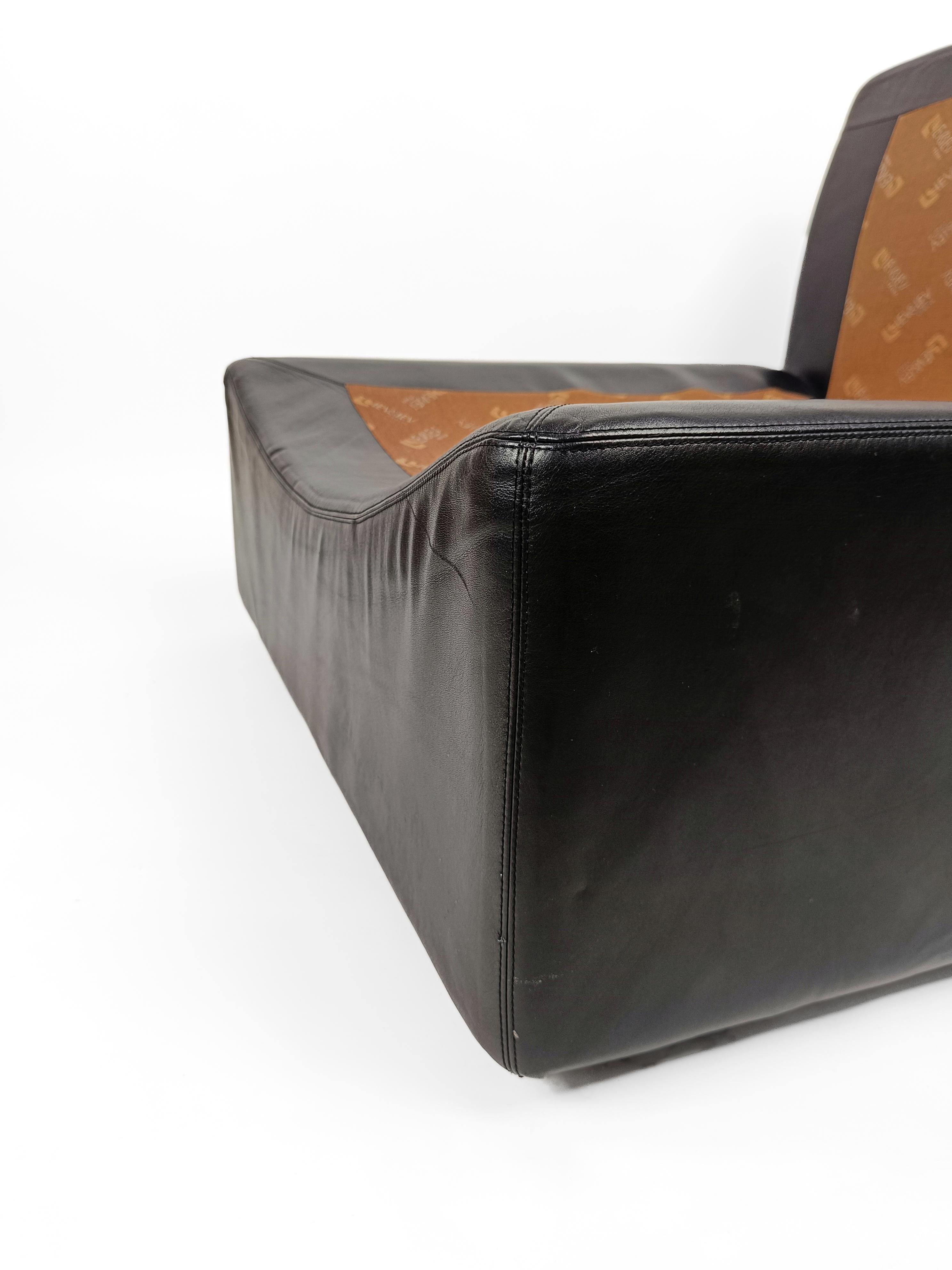 Italian Modular Lounge Chair in Black Leather model PANAREA by Lev & Lev, 1970s  For Sale 5