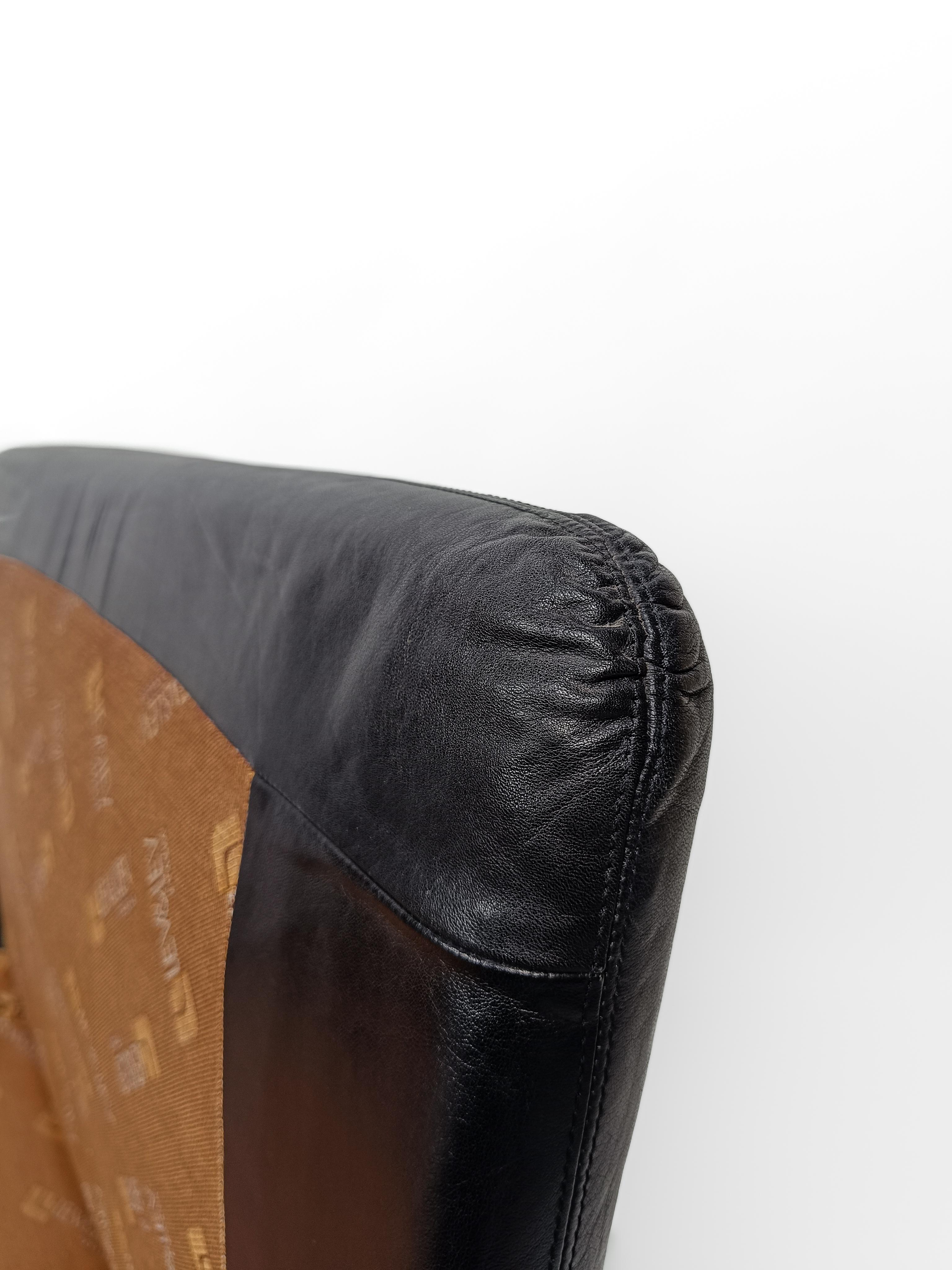 Italian Modular Lounge Chair in Black Leather model PANAREA by Lev & Lev, 1970s  For Sale 8