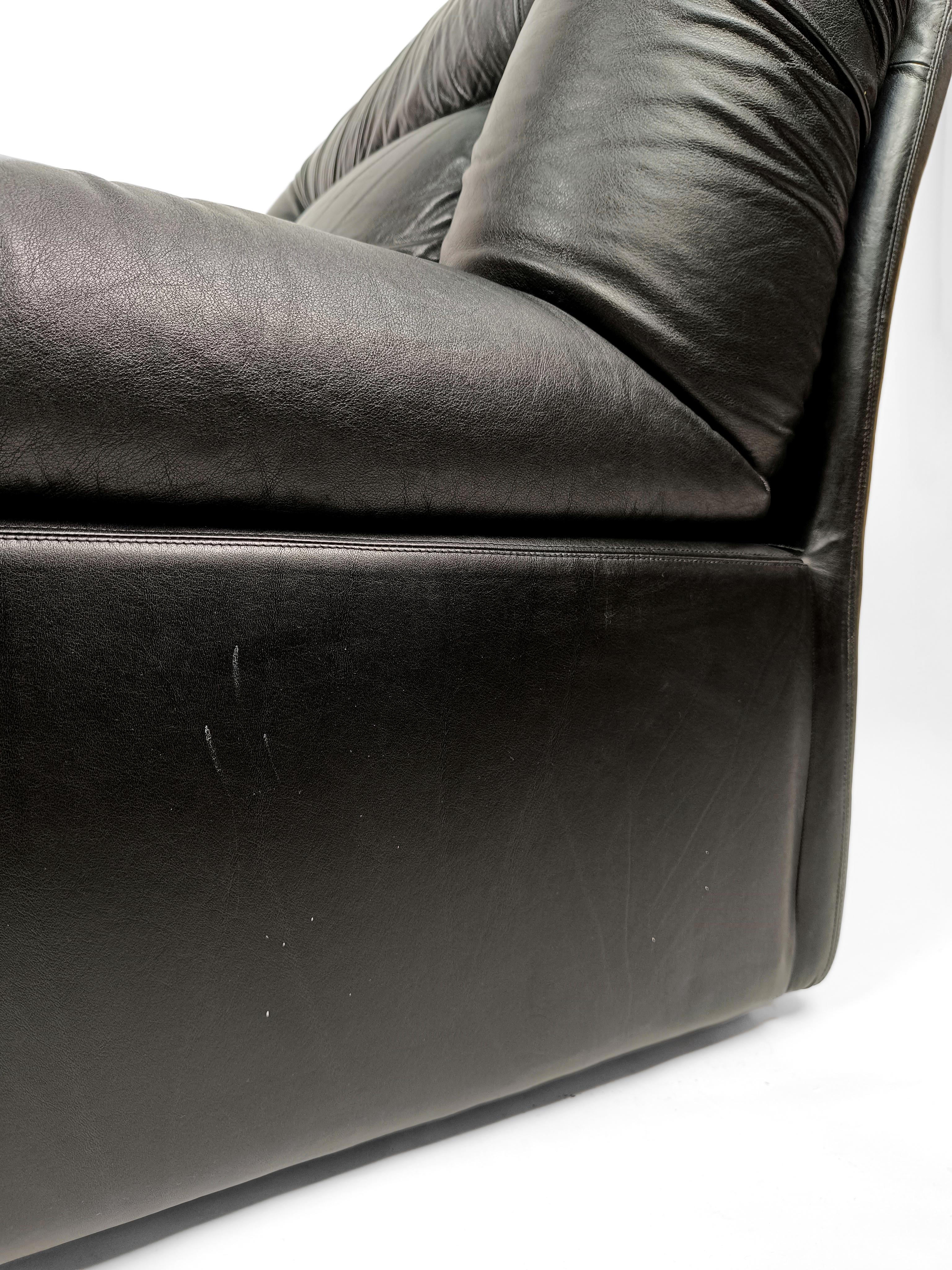 Chaise longue modulaire italienne en cuir noir modèle PANAREA par Lev & Lev, années 1970  en vente 11