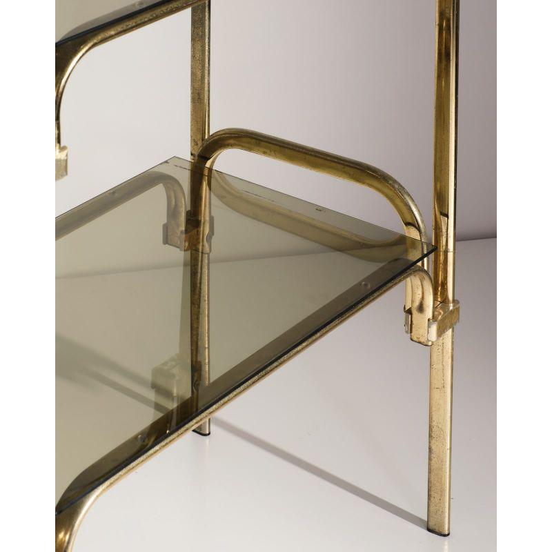 Estantería modular italiana de metal y cristal, c.1980 Moderno de mediados de siglo
