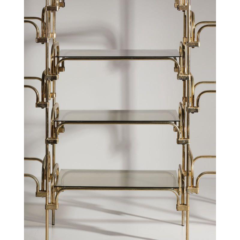 Italian Modular Shelving Unit in Metal and Glass, c.1980s In Good Condition For Sale In London, GB