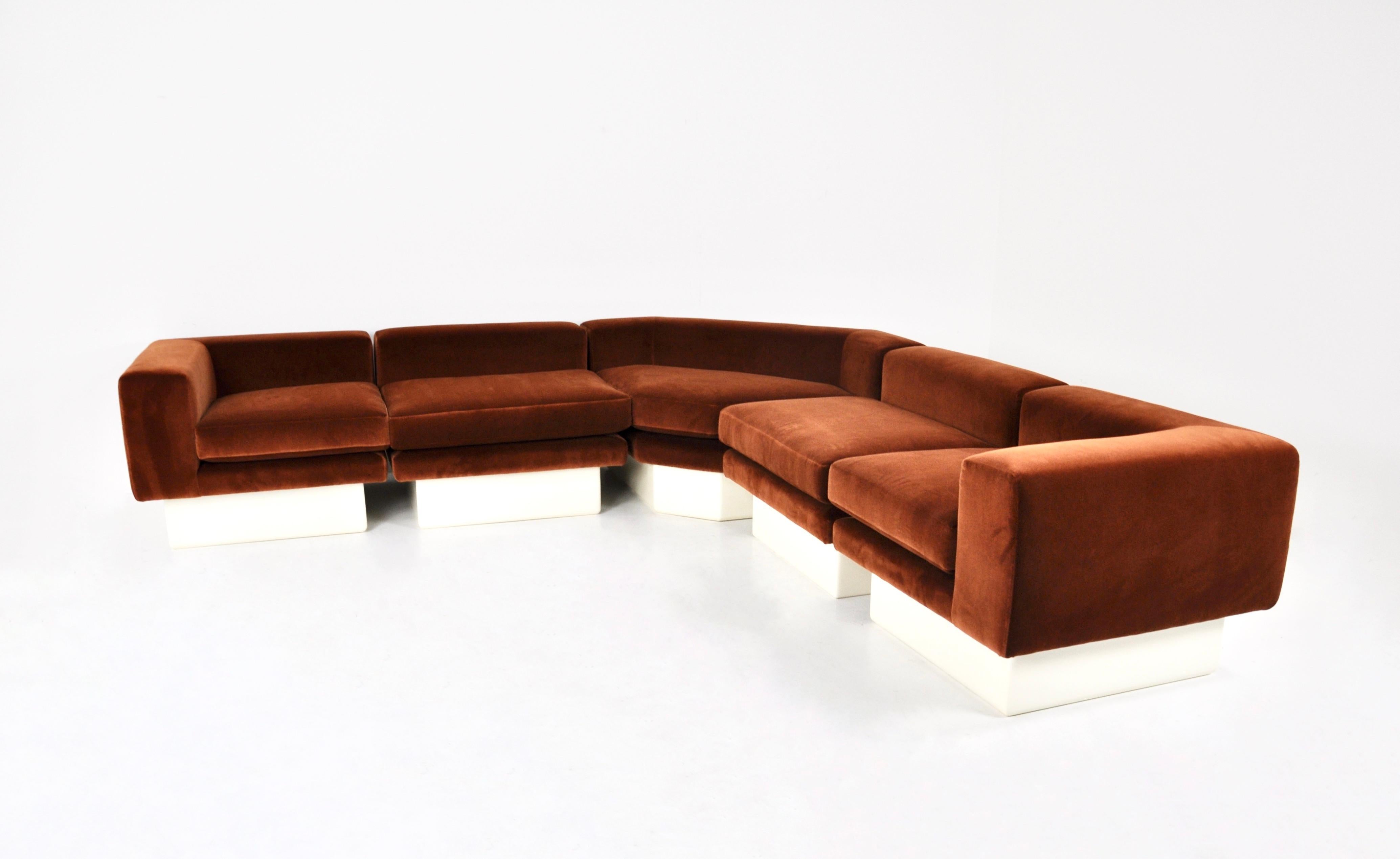 Italienisches modulares Sofa, 1980er Jahre (Wildleder)