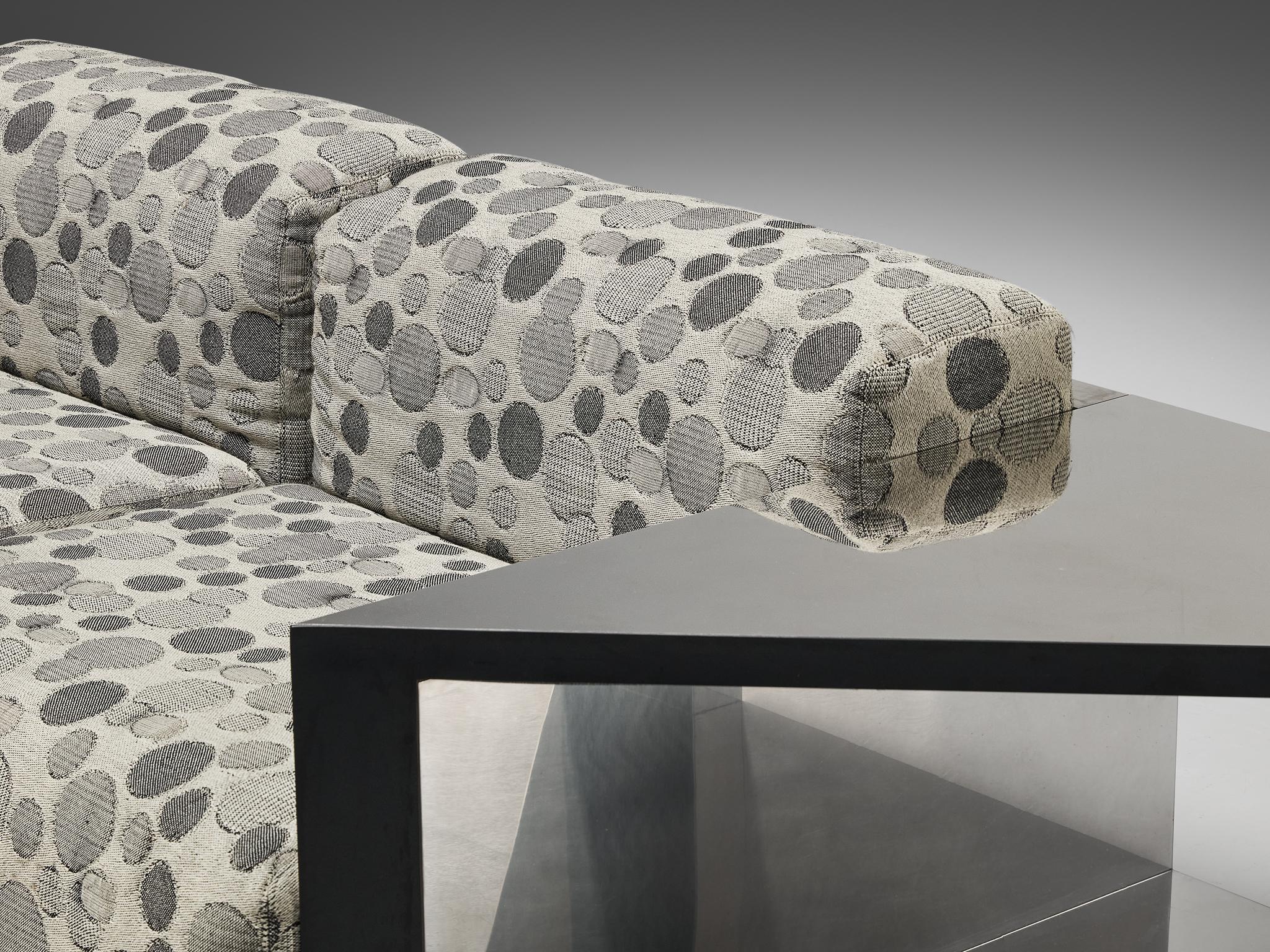 Modulares italienisches Sofa aus Chrom und gepunktetem grauem Stoff  im Zustand „Gut“ im Angebot in Waalwijk, NL