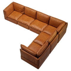 Italian Modular Sofa in Cognac Leather