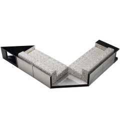 Modulares italienisches Sofa aus Metall und grauem gemustertem Stoff