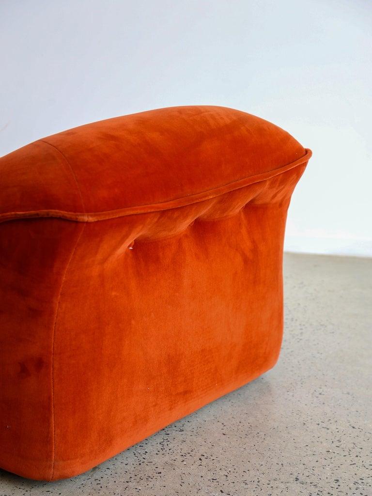 Italian Modular Sofa Model Lando Set of Two in Red Velvet & Abs 5