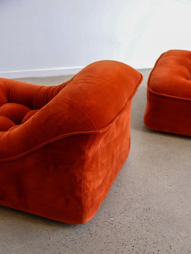 Italian Modular Sofa Model Lando Set of Two in Red Velvet & Abs 6