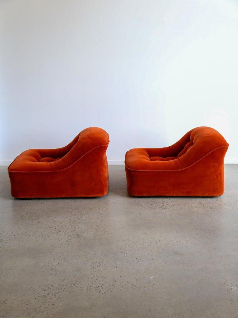 Italian Modular Sofa Model Lando Set of Two in Red Velvet & Abs 7