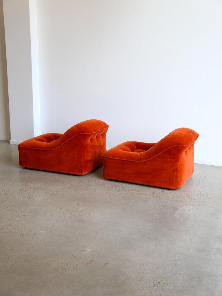 Italian Modular Sofa Model Lando Set of Two in Red Velvet & Abs 8