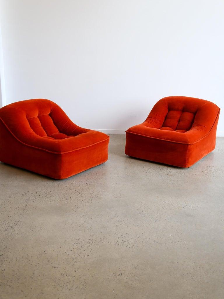 Italian Modular Sofa Model Lando Set of Two in Red Velvet & Abs 9