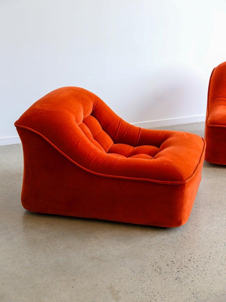 Italian Modular Sofa Model Lando Set of Two in Red Velvet & Abs 10