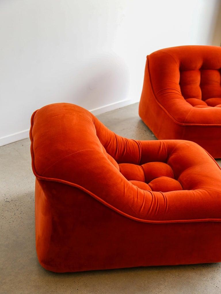 Italian Modular Sofa Model Lando Set of Two in Red Velvet & Abs 11
