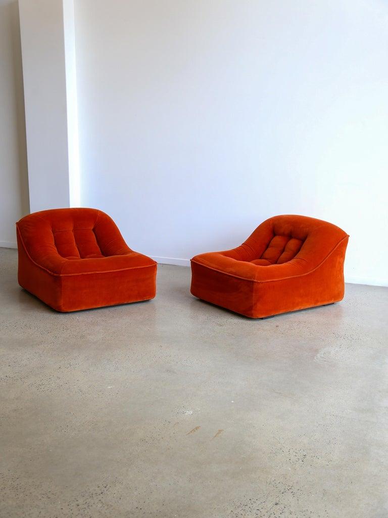 Italian Modular Sofa Model Lando Set of Two in Red Velvet & Abs 12