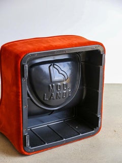 Italian Modular Sofa Model Lando Set of Two in Red Velvet & Abs