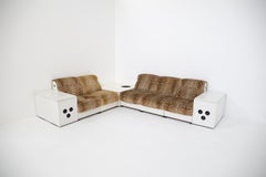 Italian Modular Sofa Space Age in Zebra Fabric with Bar