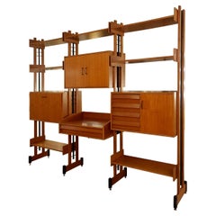 Italian Modular Teak Shelving Unit, 1960s