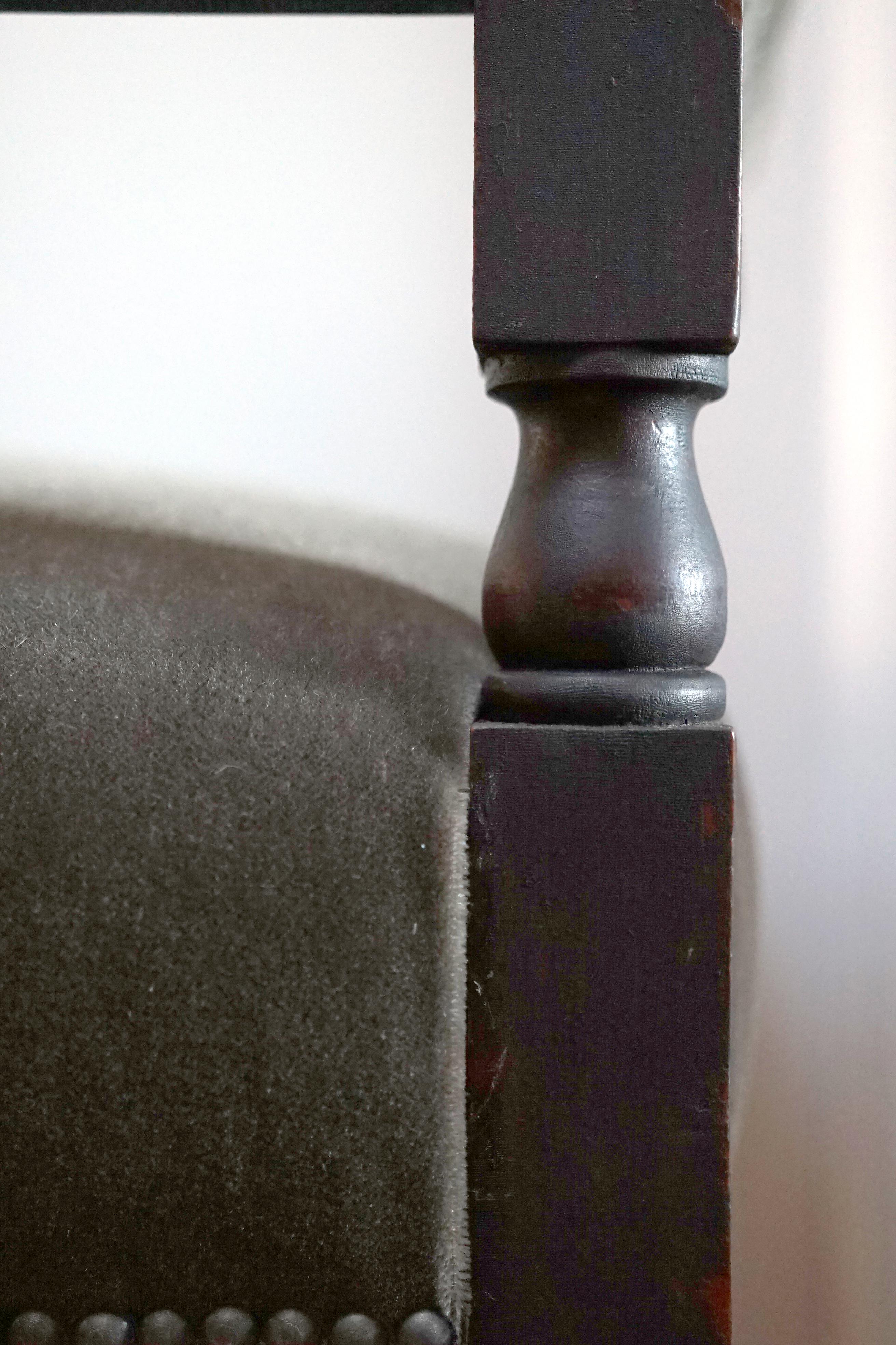 Italian Mohair Corner Chair from England, 19th Century, Reimagined For Sale 6