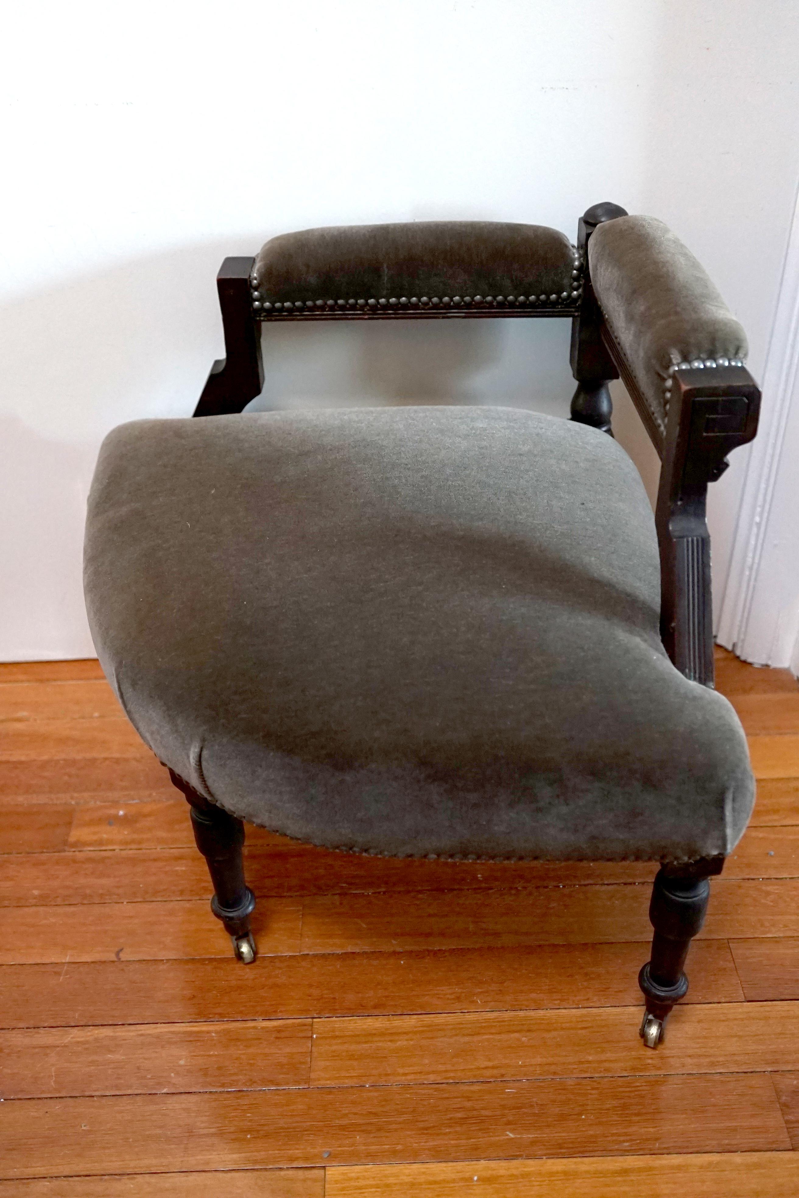 Italian Mohair Corner Chair from England, 19th Century, Reimagined For Sale 8