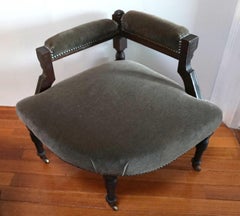 Italienischer Ecksessel aus Mohair aus England, 19. Jahrhundert, neu interpretiert