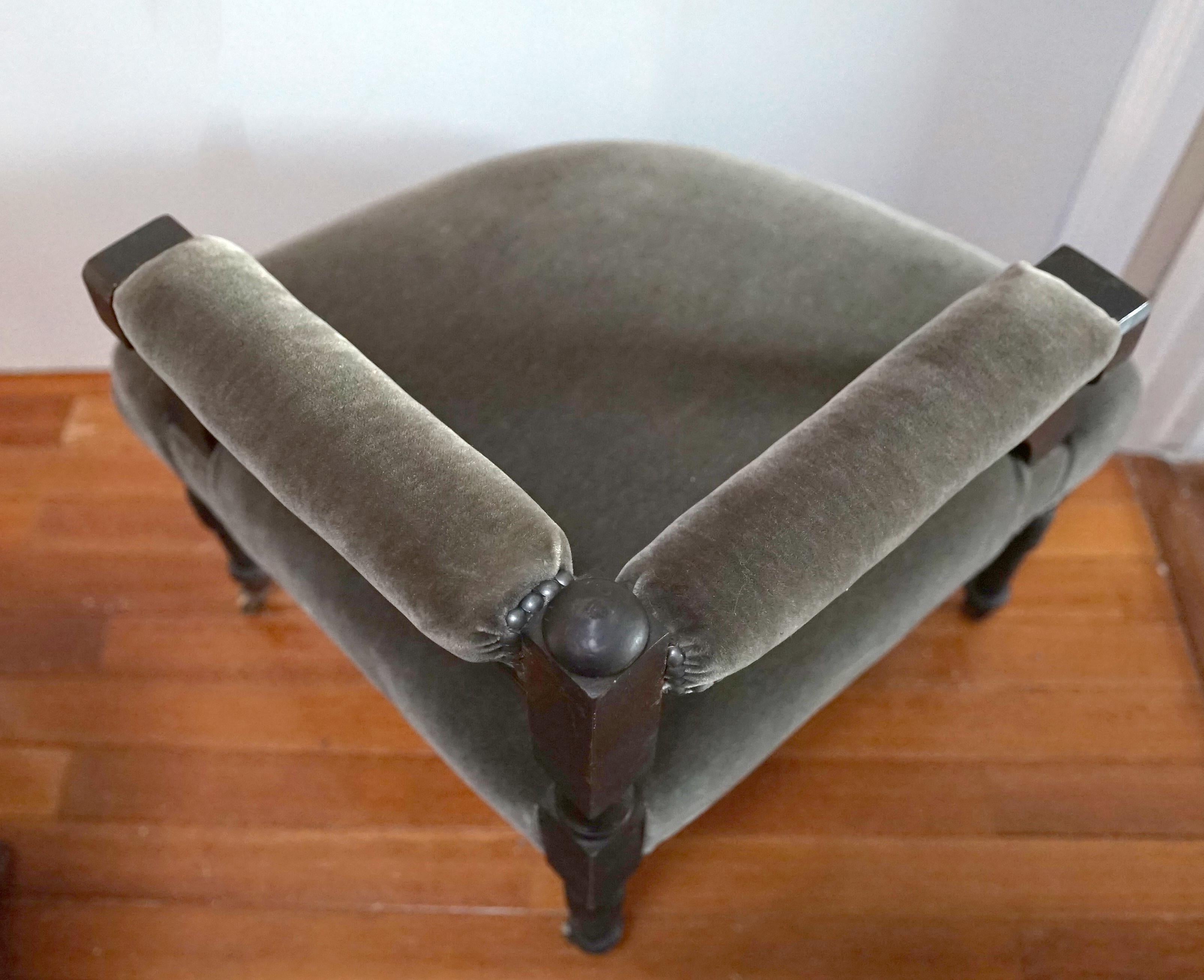 Italian Mohair Corner Chair from England, 19th Century, Reimagined For Sale 1