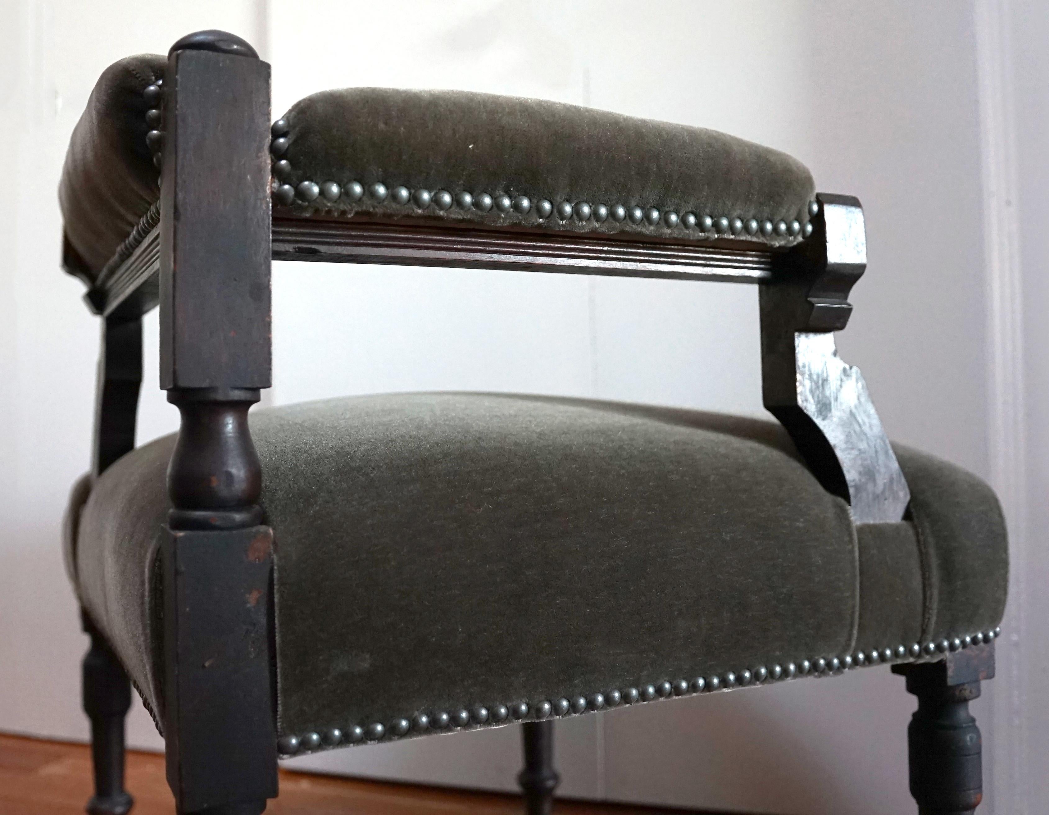 Italian Mohair Corner Chair from England, 19th Century, Reimagined For Sale 3