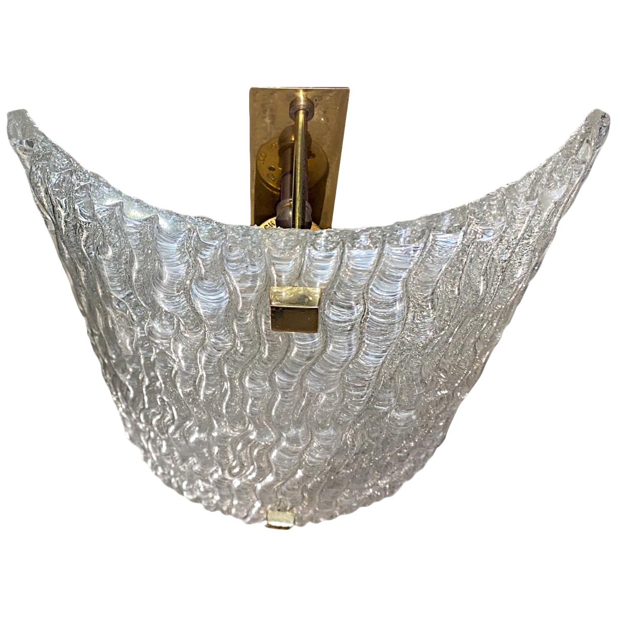 Italian Molded Glass Flush-Mount Fixture For Sale