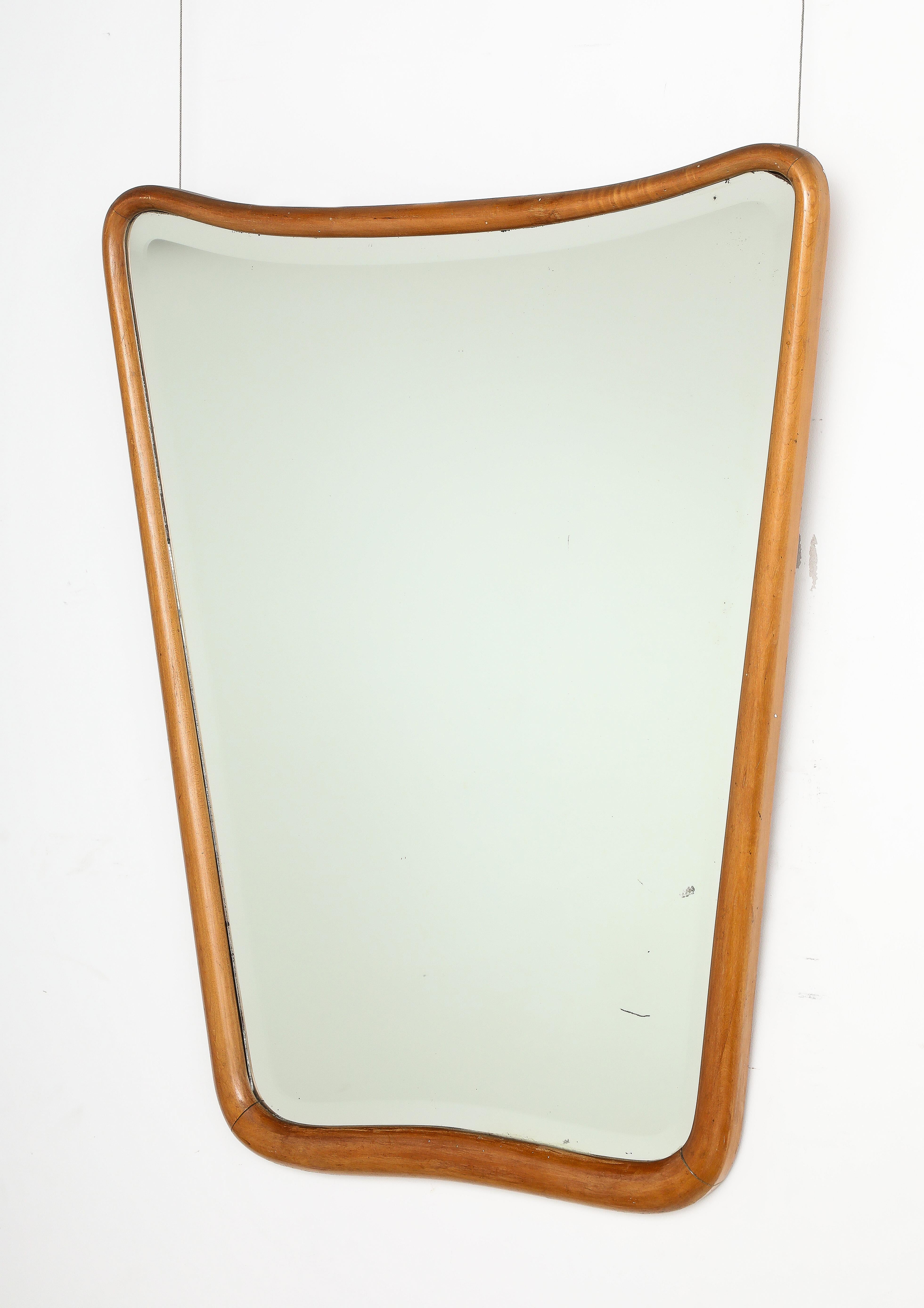 Italian Molded Oak  Wall Mirror, Italy, circa 1950  For Sale 4