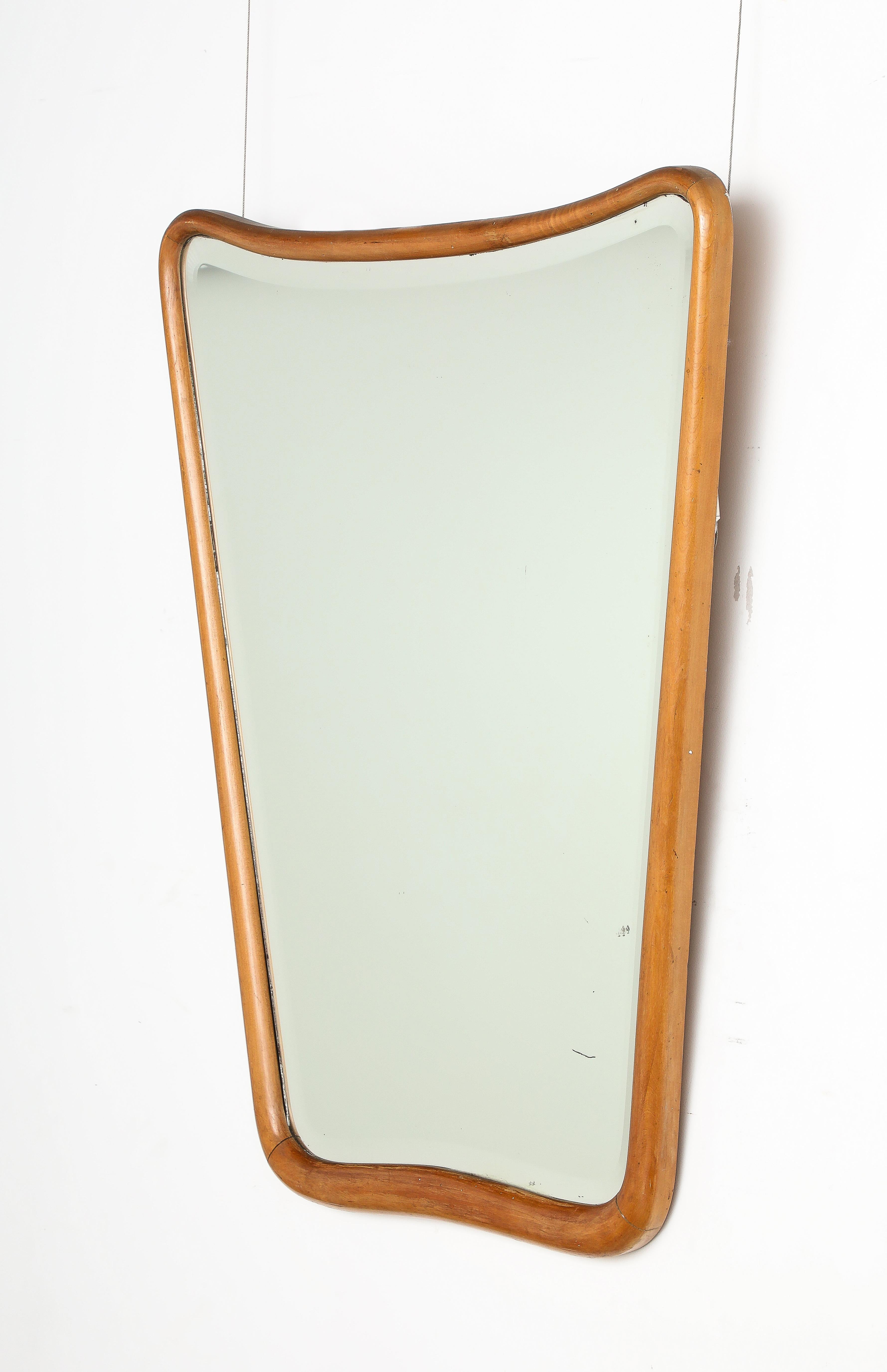 Italian Molded Oak  Wall Mirror, Italy, circa 1950  For Sale 2