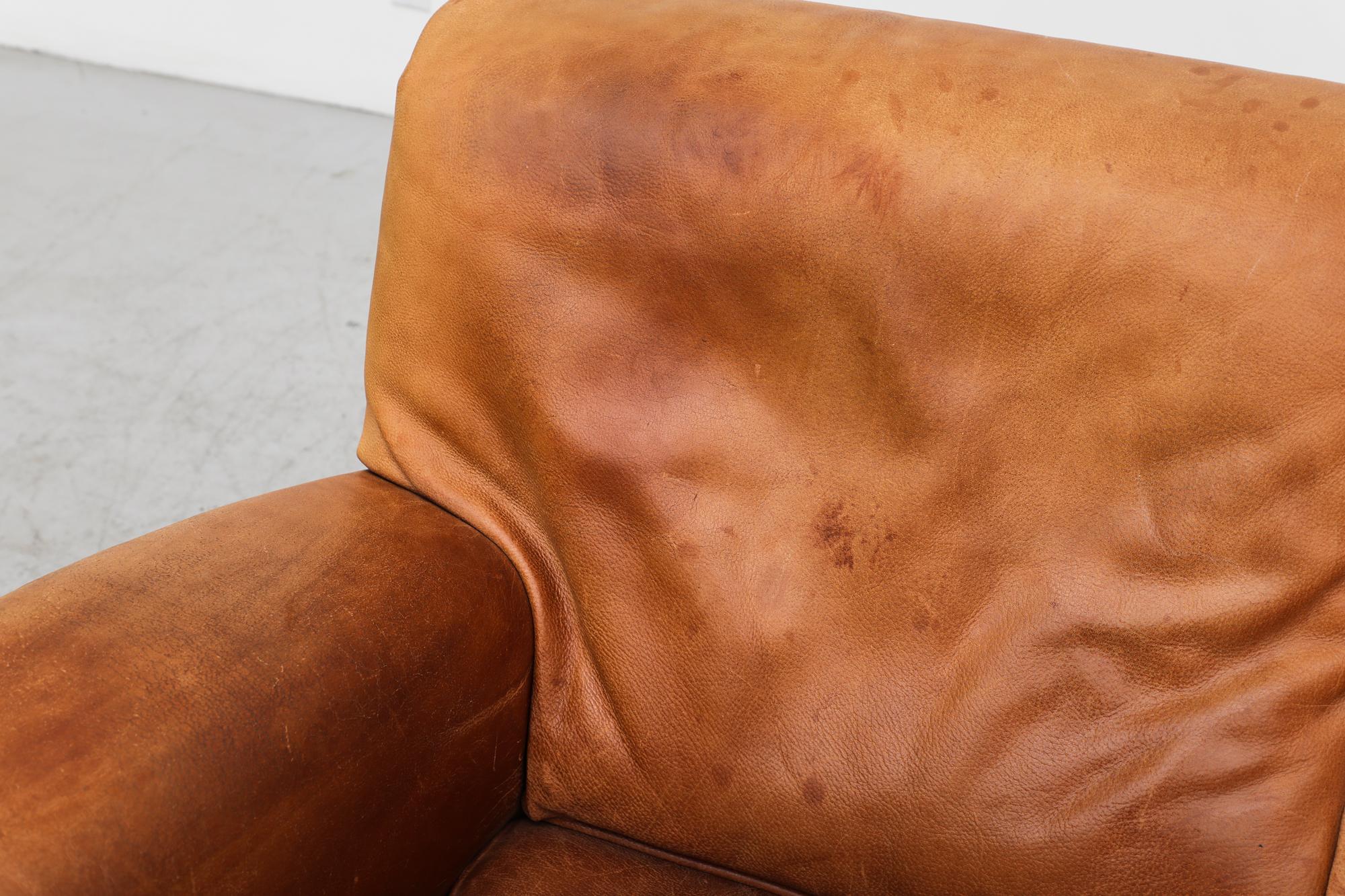 Italian Molinari ‘Fatboy’ Two-Seat Sofa in Cognac Leather 9