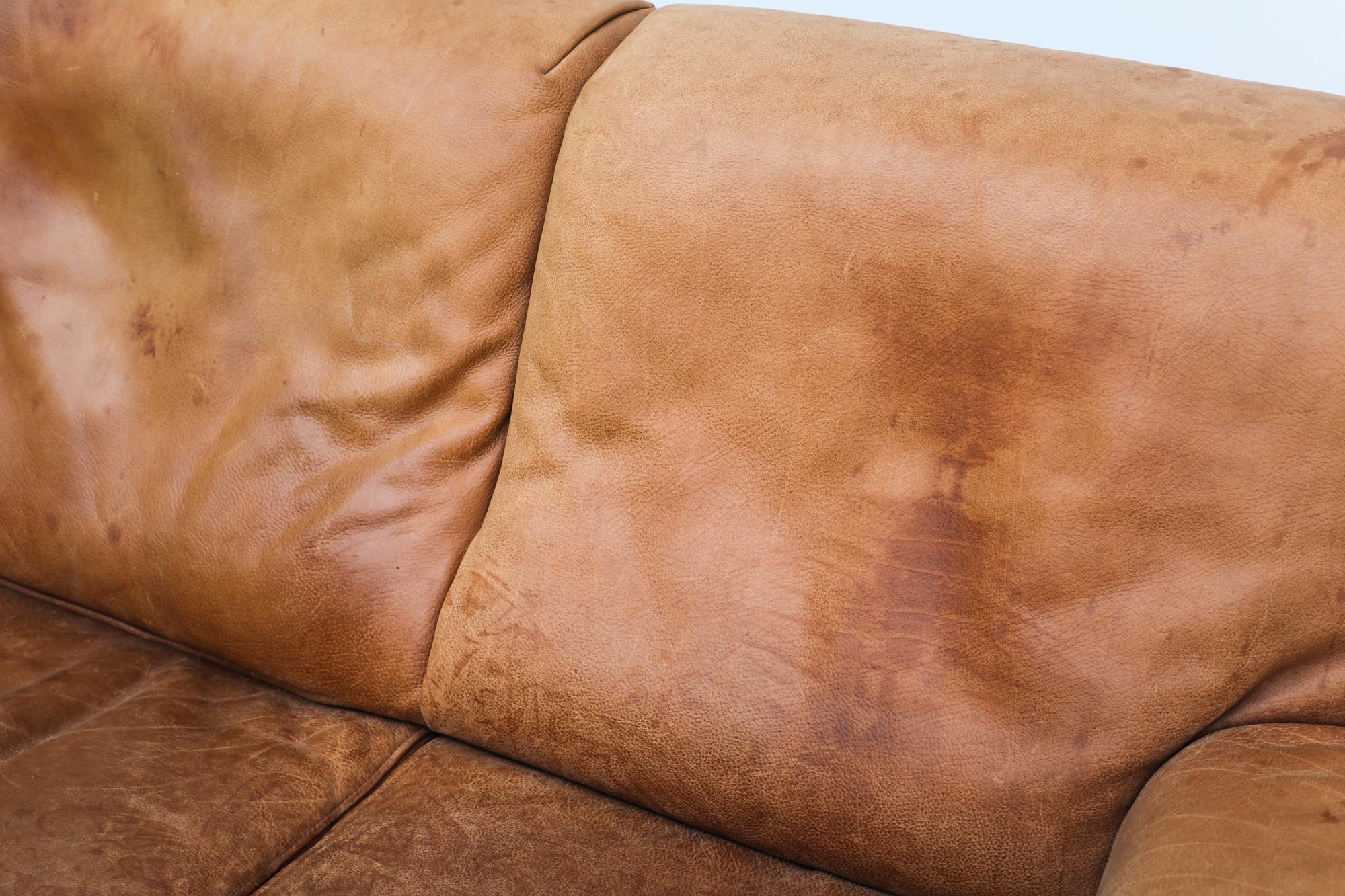 Italian Molinari ‘Fatboy’ Two-Seat Sofa in Cognac Leather 11