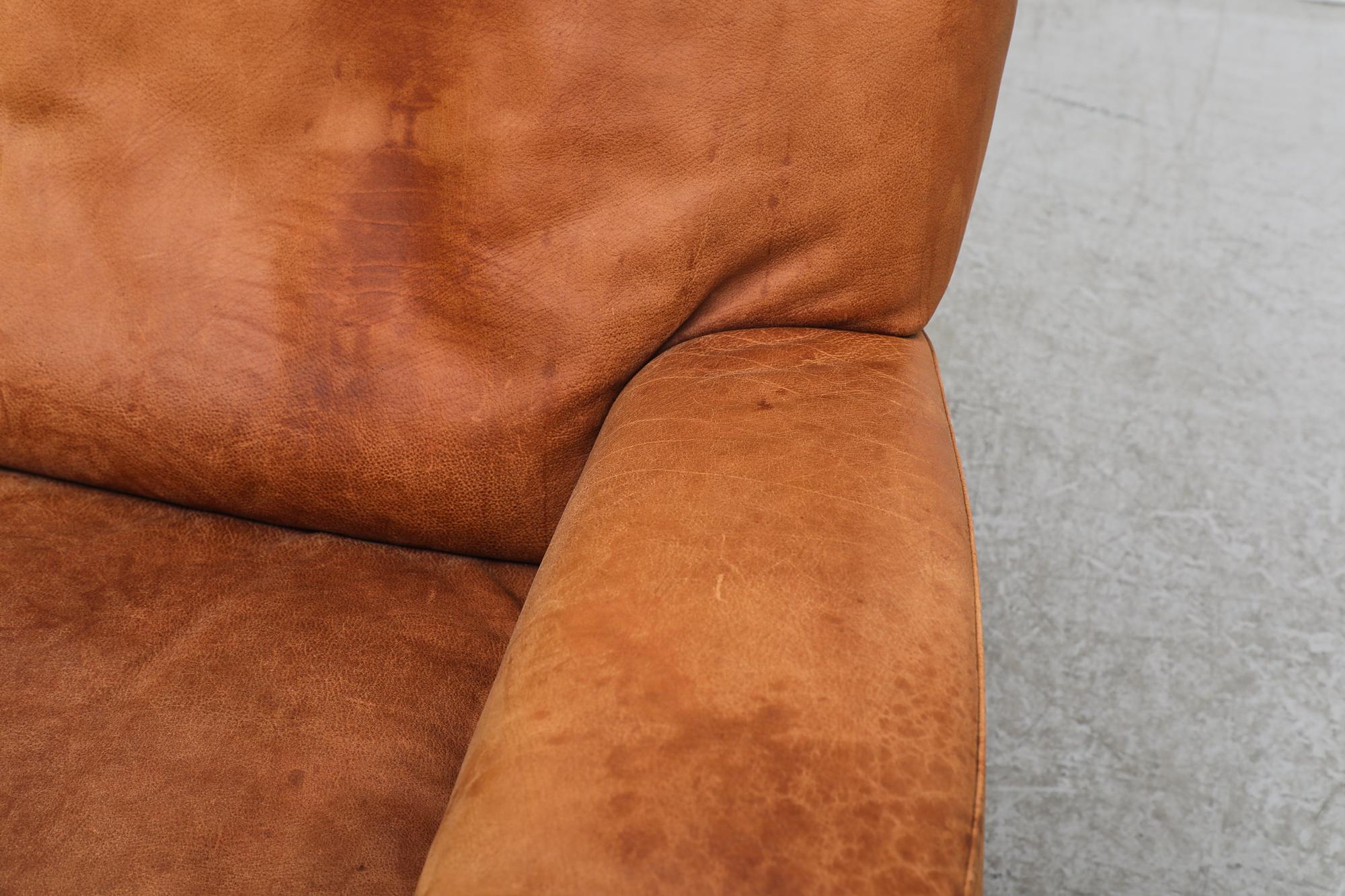 Italian Molinari ‘Fatboy’ Two-Seat Sofa in Cognac Leather 12
