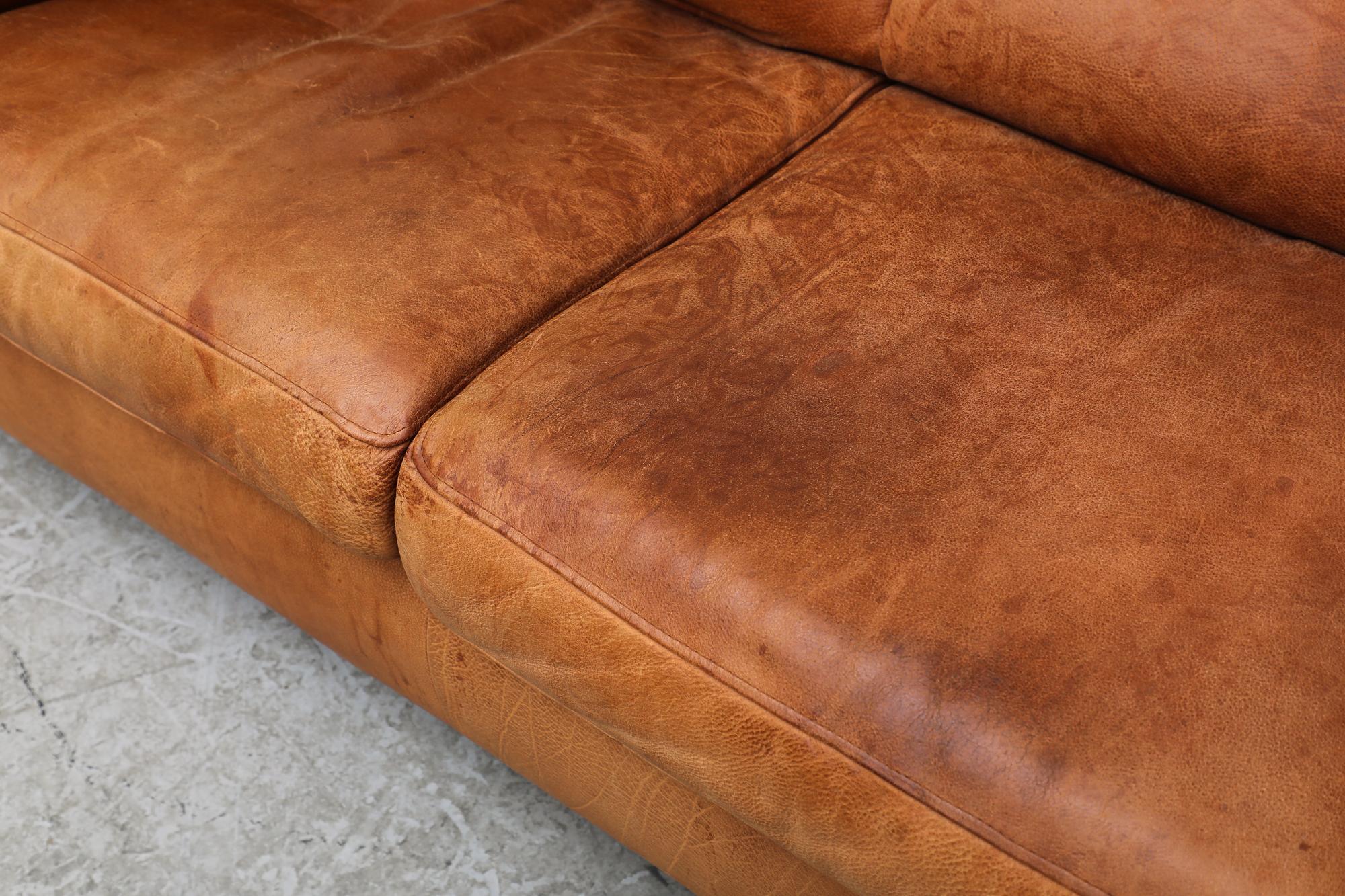 Italian Molinari ‘Fatboy’ Two-Seat Sofa in Cognac Leather 13