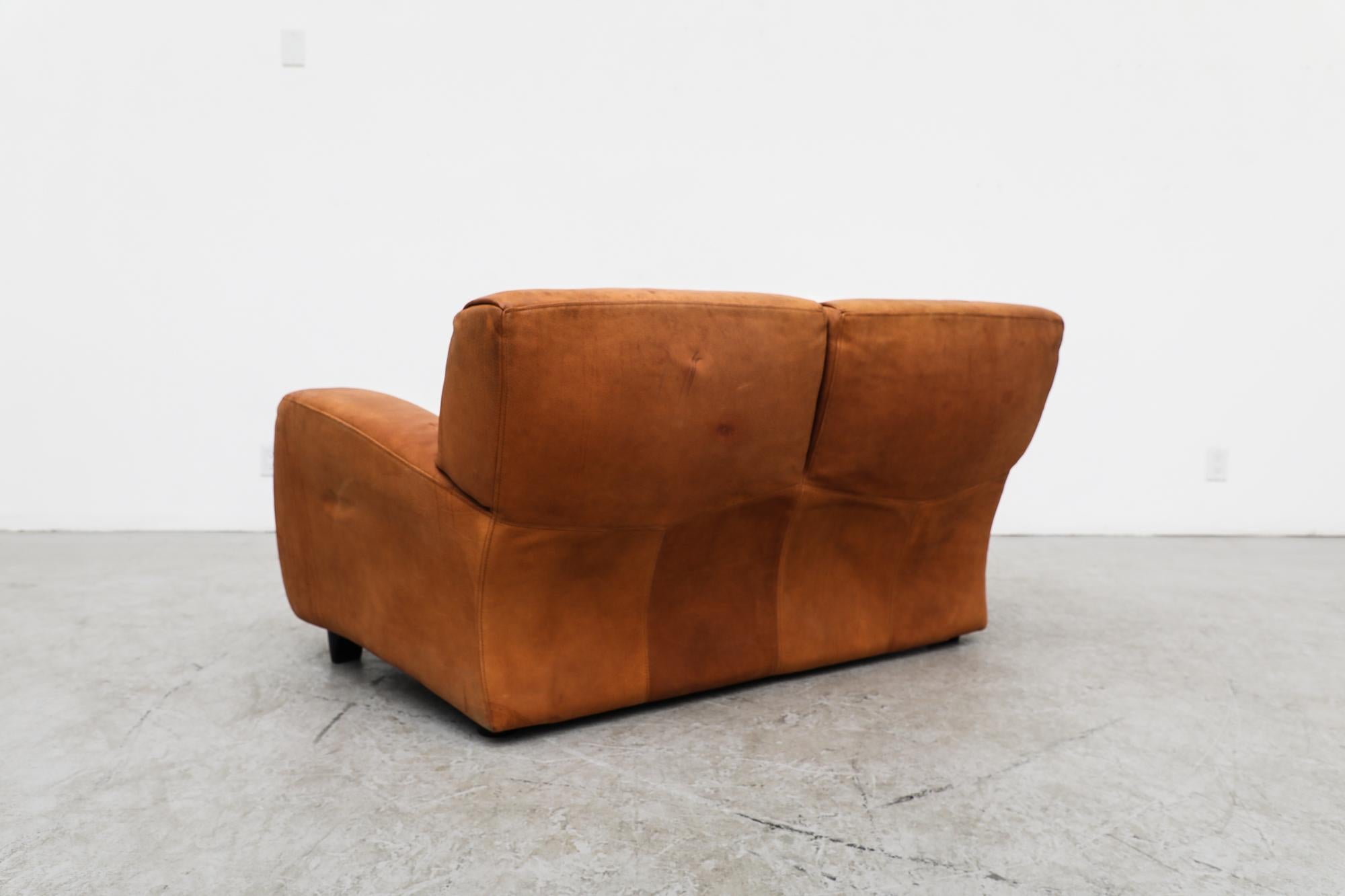 Italian Molinari ‘Fatboy’ Two-Seat Sofa in Cognac Leather In Good Condition In Los Angeles, CA