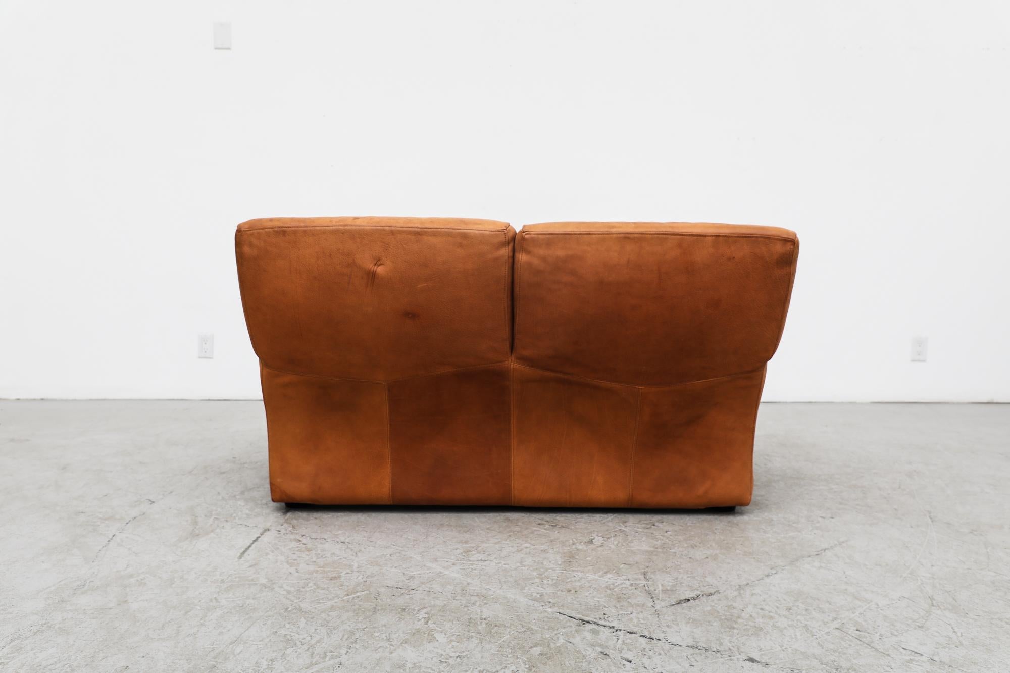Late 20th Century Italian Molinari ‘Fatboy’ Two-Seat Sofa in Cognac Leather