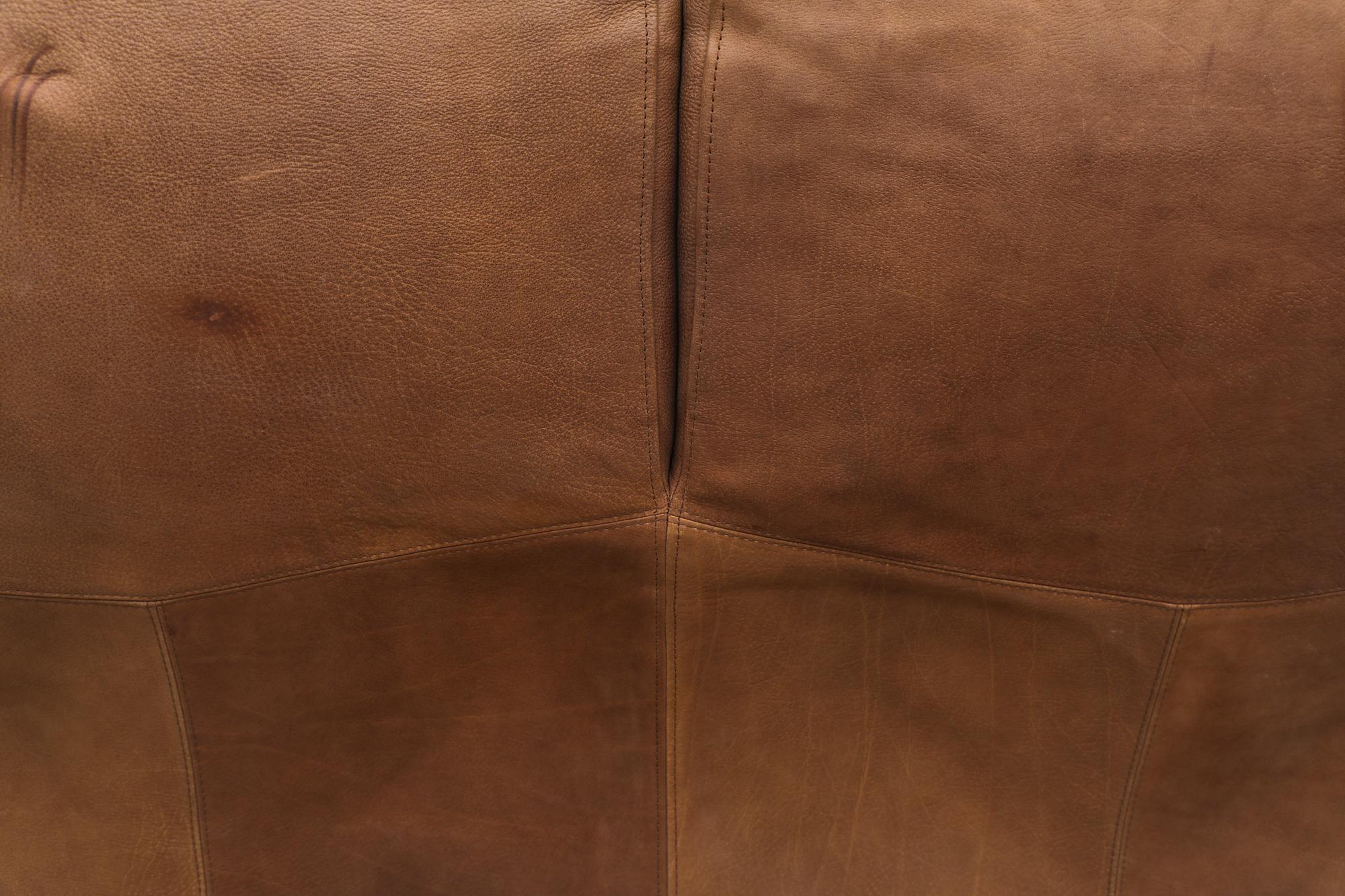 Italian Molinari ‘Fatboy’ Two-Seat Sofa in Cognac Leather 4