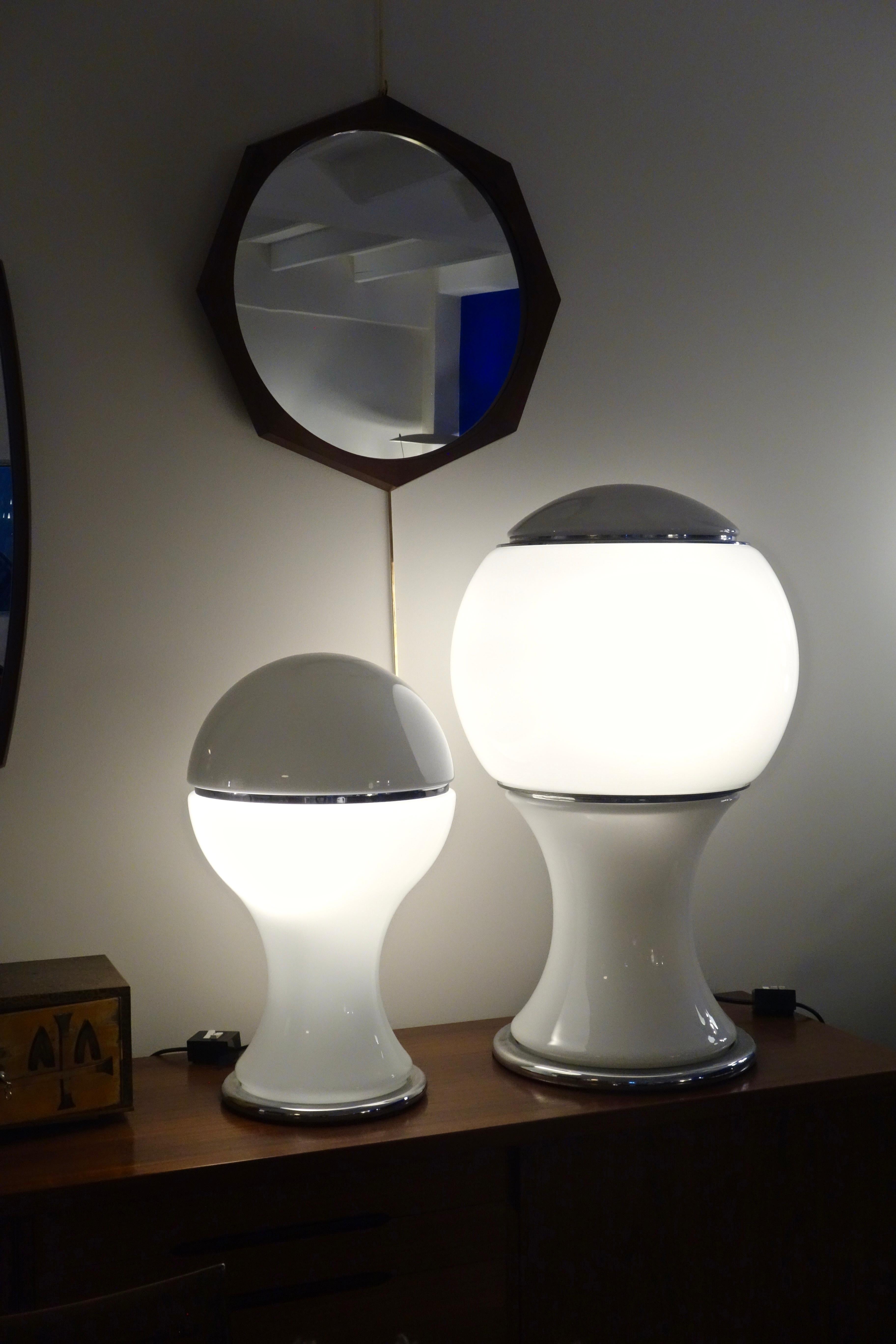 Milk Glass Italian Mongolfiera Lamp by Gianni Celada for Fontana Arte 1968 For Sale